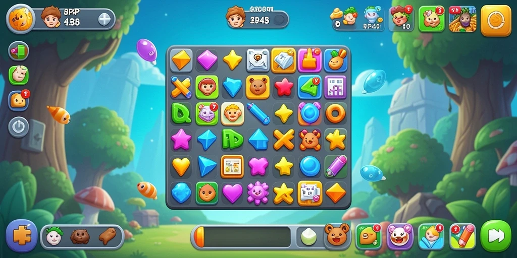 Screenshot permainan Match-3 dengan gameplay yang menantang.