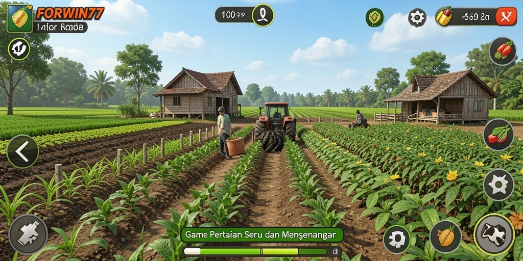 Gameplay seru saat bertani dan merawat tanaman di FORWIN77.