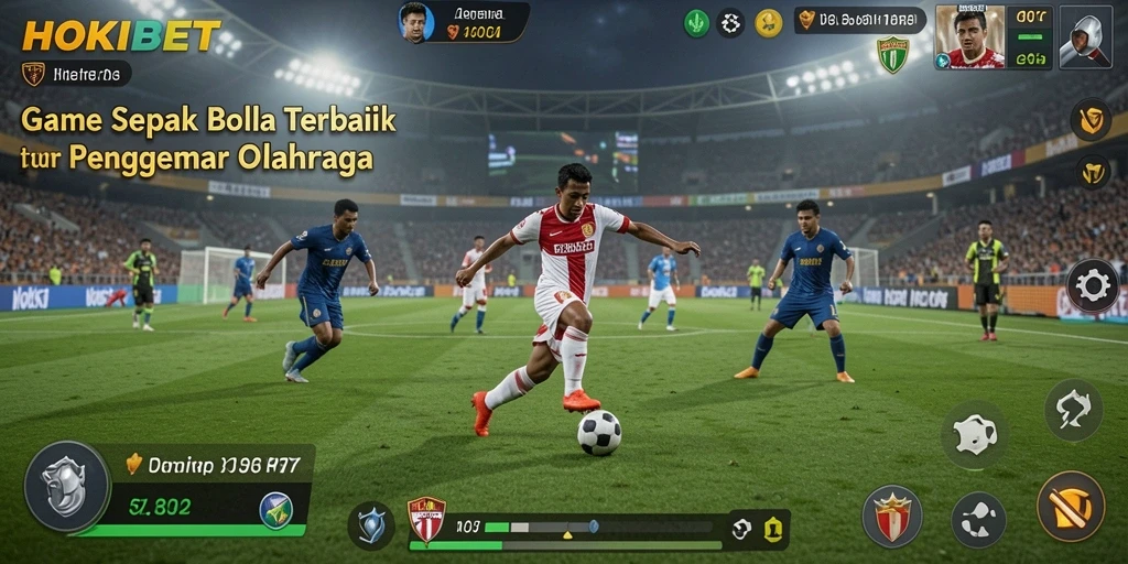Screenshot HOKIBET menampilkan aksi seru di lapangan sepak bola.