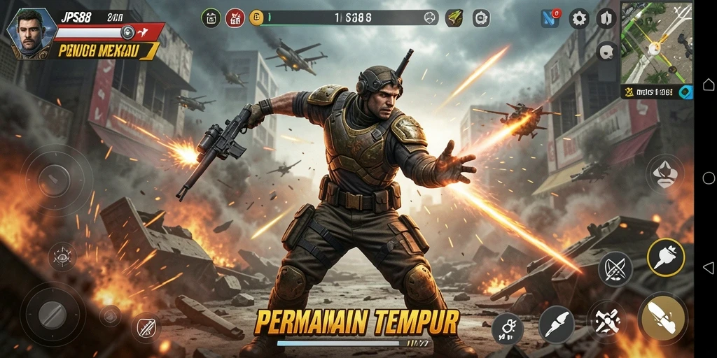 Menggambarkan aksi menegangkan dalam JPS88 dengan gameplay TPS yang seru.