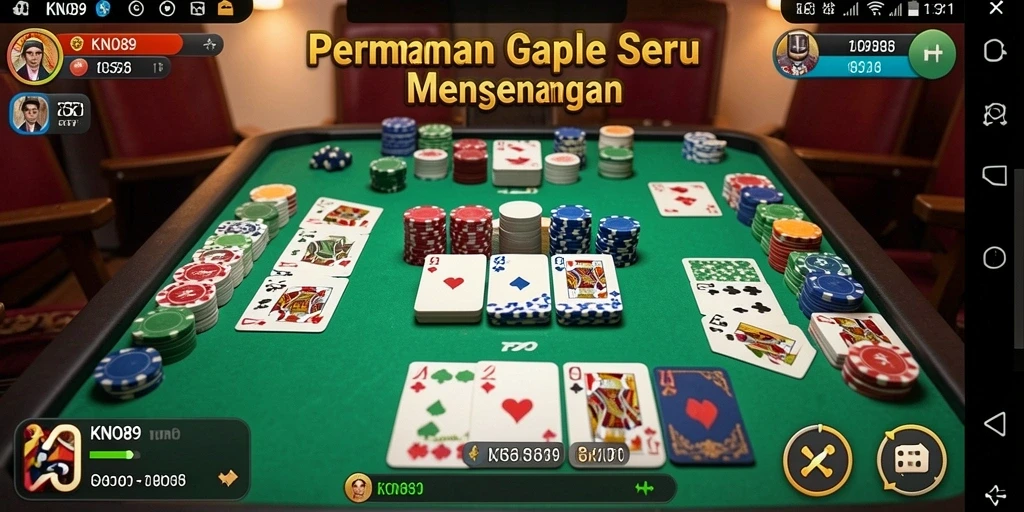 Screenshot gameplay KNO89 yang menunjukkan keseruan bermain Gaple.