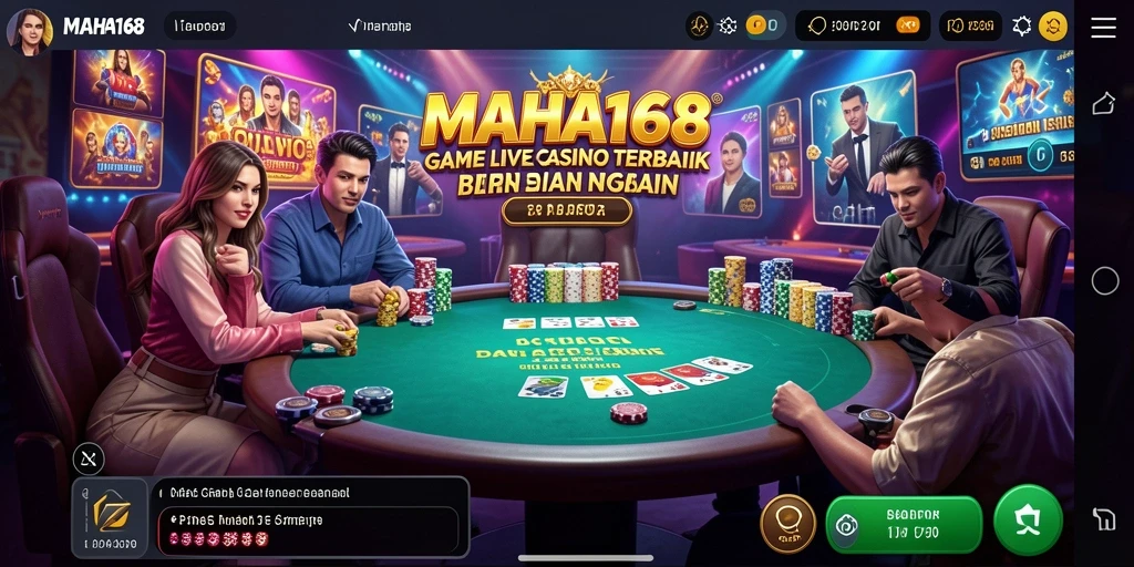 Tampilan gameplay seru dengan dealer langsung di MAHA168.