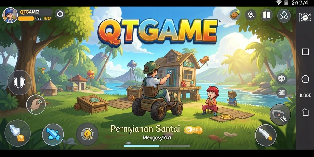 Tampilan gameplay QTGAME yang menarik dan penuh warna.
