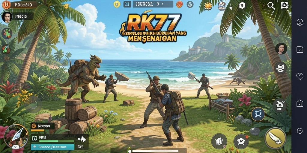 Tampilan screenshot utama RK77 menampilkan gameplay simulasi yang menarik.