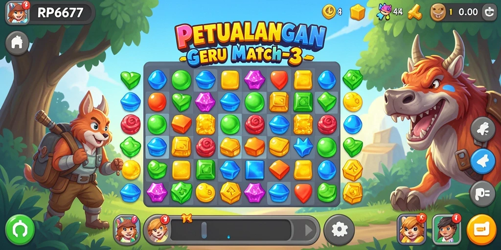 Tampilan gameplay menegangkan dari RP6677 dalam aksi Match-3.