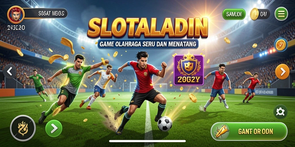 Screenshot menunjukkan gameplay olahraga yang seru dan mendebarkan.