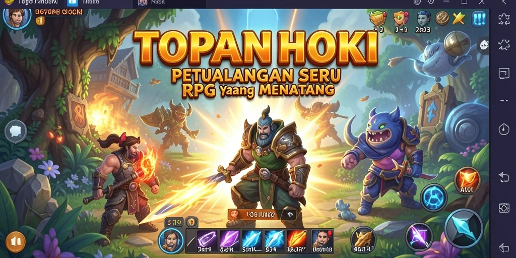 Tangkapan layar gameplay TOPANHOKI menampilkan aksi petualangan seru dalam RPG.